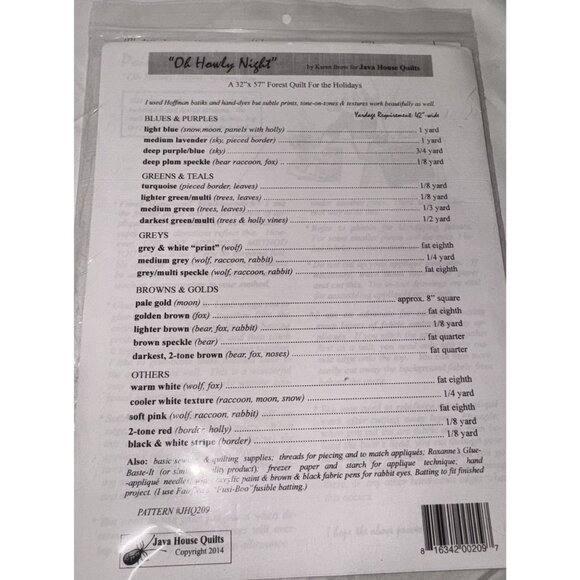 "32 X 51" Oh Howly Night Forest Quilt Kit For Holidays By Java House Quilts - Picture 2 of 3